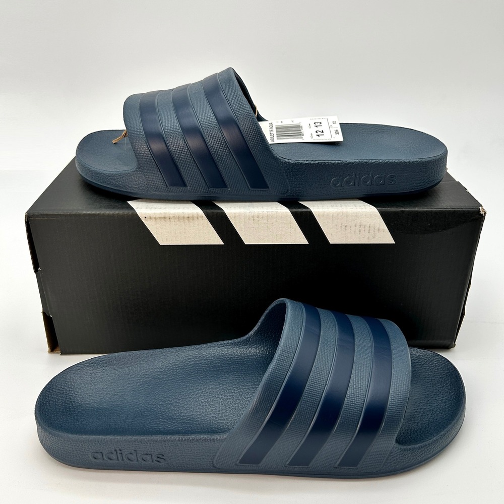 adidas Adilette Aqua Slides Mens Size 12 Womens Size 13‎ Navy Blue NEW IF0895